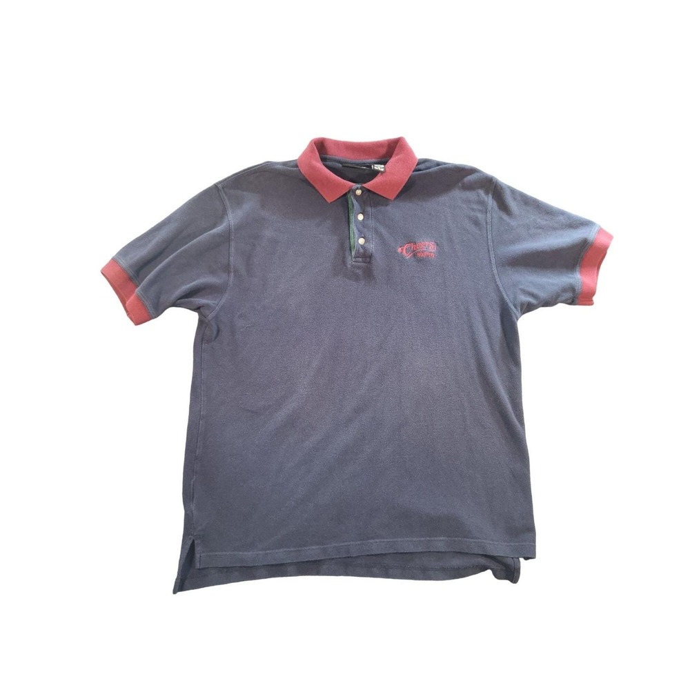Vintage Cheers Boston Polo Shirt‎ Mens XL Cyrk Blue Maroon TV Show Embroidered